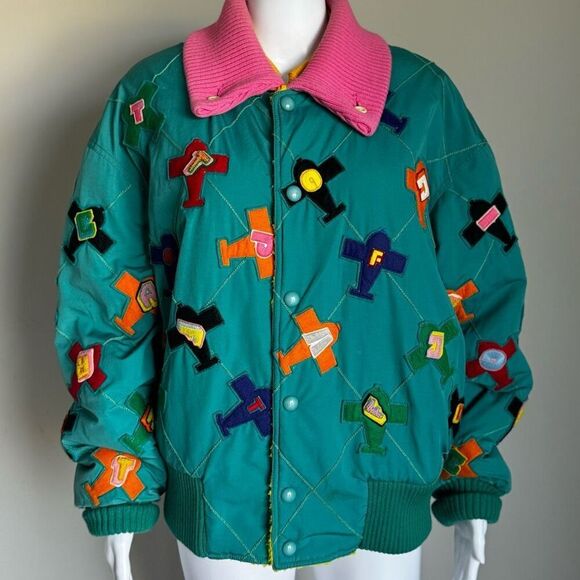Vintage K-Factory By Nobuo Ikeda Airplane Allover Print Varsity Jacket - Picture 2 of 8
